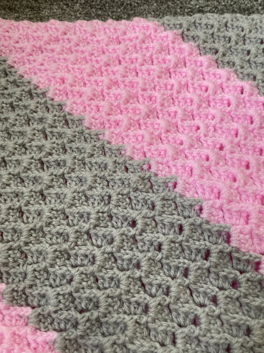 Baby blanket grey and pink