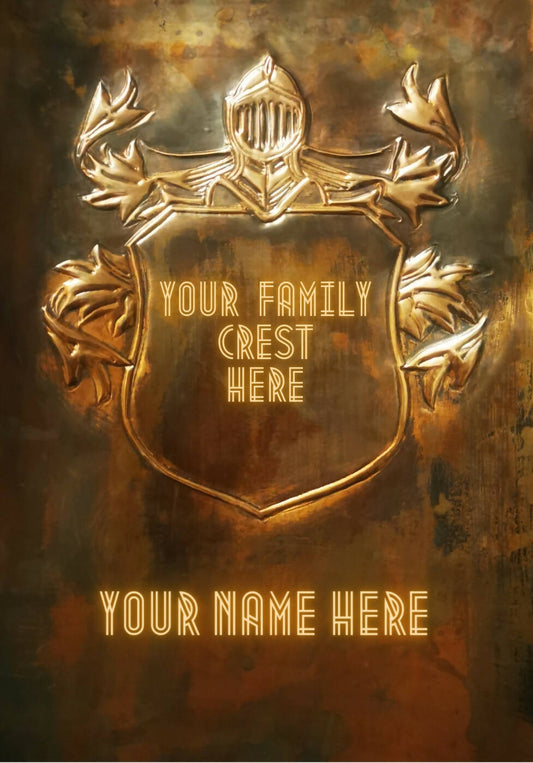 Family crest in copper